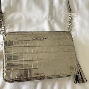 Michael Kors Metallic Croc-Embossed Crossbody Bag